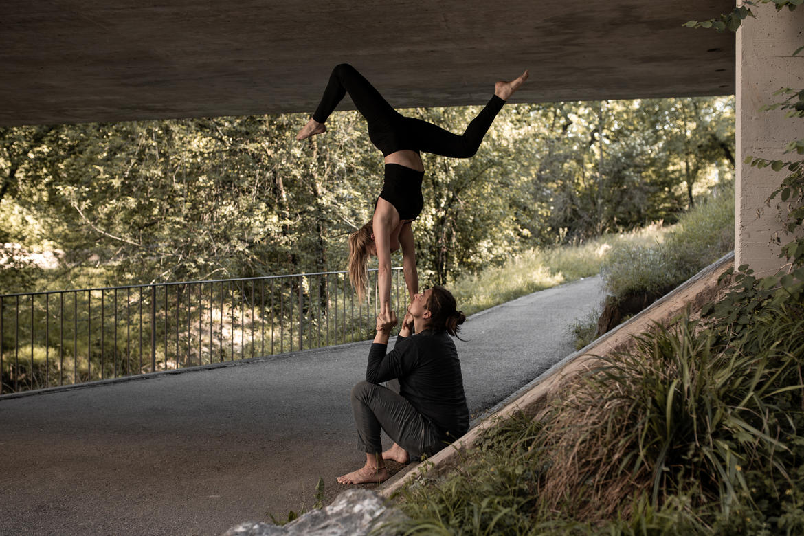 urban acro yoga pose of acroyoga in the event Standing Acrobatics Class